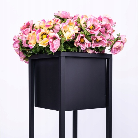Kwietnik stojak na kwiaty czarny metalowy wysokość 50 cm