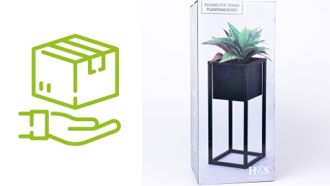 Kwietnik stojak na kwiaty czarny metalowy wysokość 50 cm