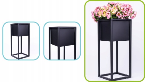 Kwietnik stojak na kwiaty czarny metalowy wysokość 50 cm