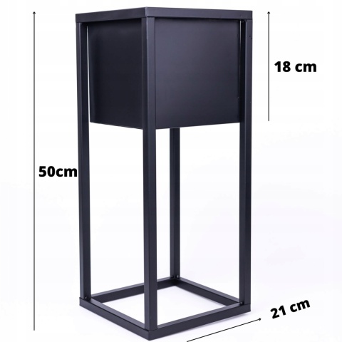 Kwietnik stojak na kwiaty czarny metalowy wysokość 50 cm