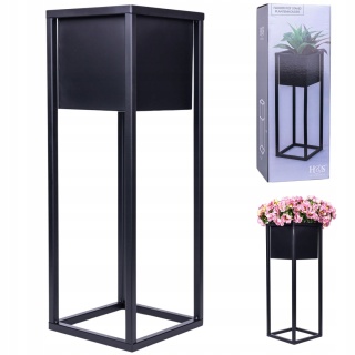 Kwietnik stojak na kwiaty czarny metalowy wysokość 60 cm