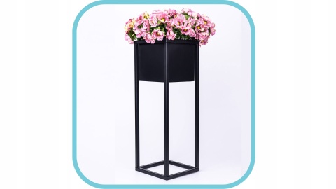 Kwietnik stojak na kwiaty czarny metalowy wysokość 60 cm