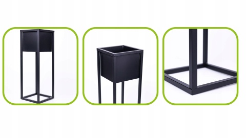 Kwietnik stojak na kwiaty czarny metalowy wysokość 60 cm