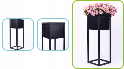 Kwietnik stojak na kwiaty czarny metalowy wysokość 60 cm