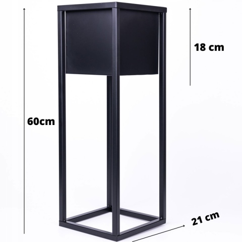 Kwietnik stojak na kwiaty czarny metalowy wysokość 60 cm