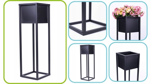 Kwietnik stojak na kwiaty czarny metalowy wysokość 70cm