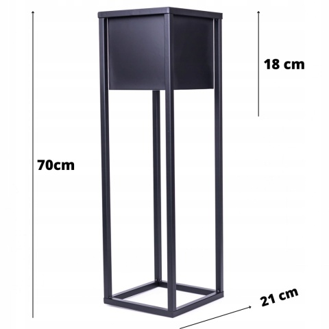 Kwietnik stojak na kwiaty czarny metalowy wysokość 70cm