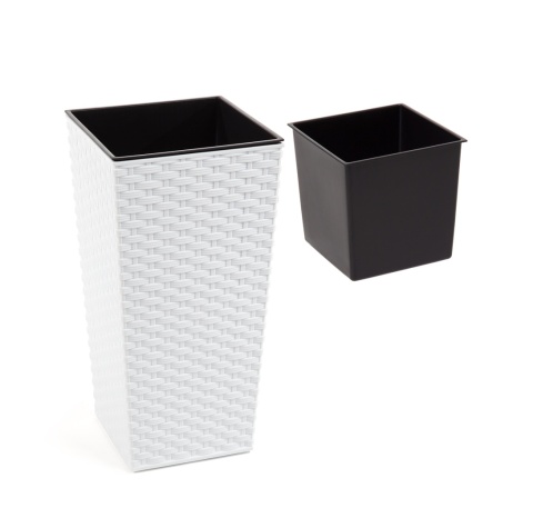 LA572 Doniczka FINEZJA 190x190 rattan /biały