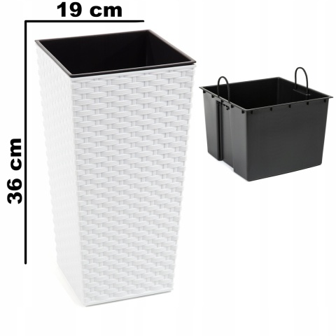 LA572 Doniczka FINEZJA 190x190 rattan /biały