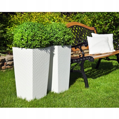 LA572 Doniczka FINEZJA 190x190 rattan /biały