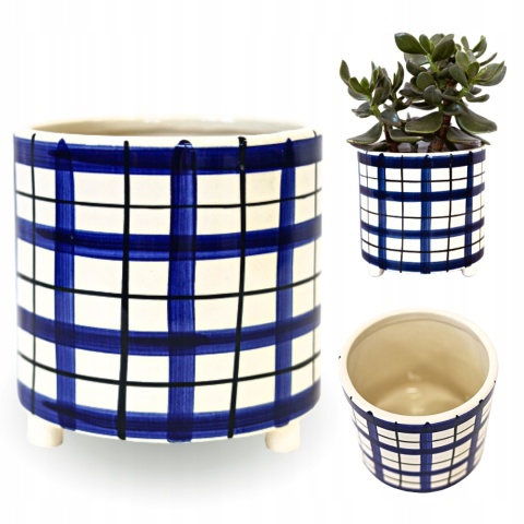 Osłonka ceramiczna stopki wzory doniczka w kratkę
