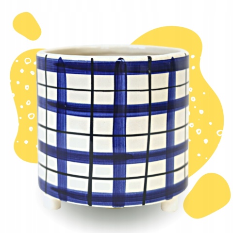 Osłonka ceramiczna stopki wzory doniczka w kratkę