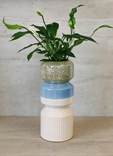 Osłonka ceramiczna wysoka wazon 32cm 2w1 kolorowa