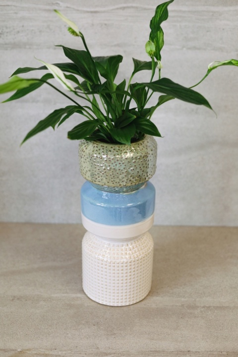 Osłonka ceramiczna wysoka wazon 32cm 2w1 kolorowa