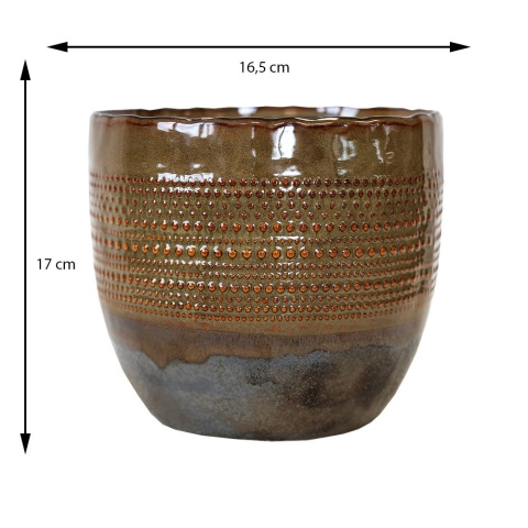 Osłonka na doniczkę ceramiczna brązowa szkliwiona