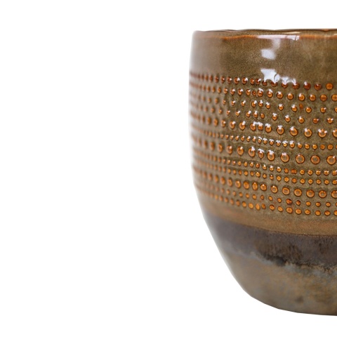 Osłonka na doniczkę ceramiczna brązowa szkliwiona