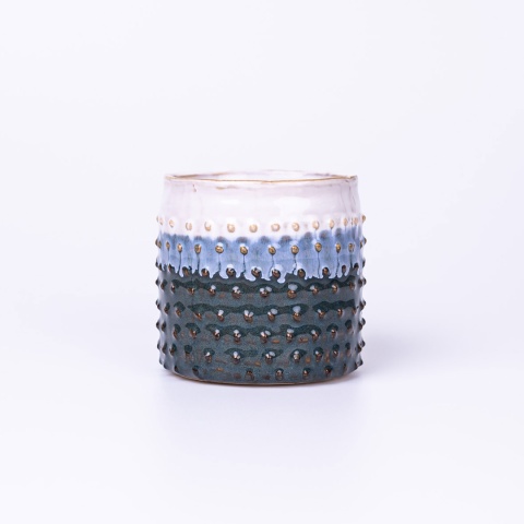 Osłonka na doniczkę ceramiczna wzór niebieska 11cm