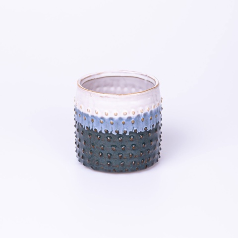 Osłonka na doniczkę ceramiczna wzór niebieska 11cm