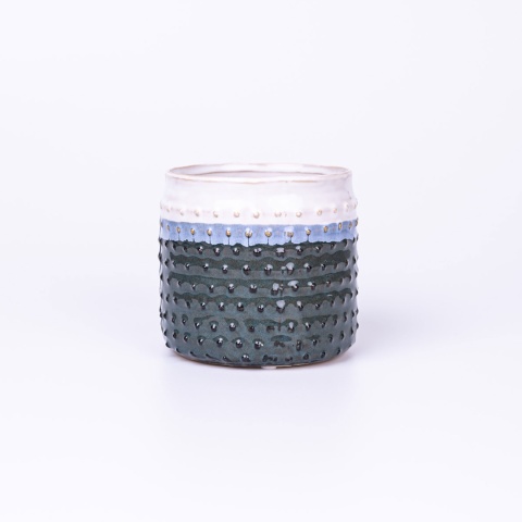 Osłonka na doniczkę ceramiczna wzór niebieska 11cm