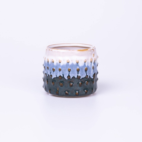 Osłonka na doniczkę ceramiczna wzór niebieska 11cm