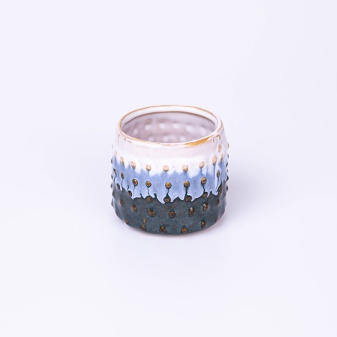 Osłonka na doniczkę ceramiczna wzór niebieska 11cm