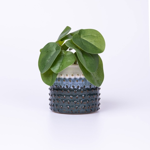 Osłonka na doniczkę ceramiczna wzór niebieska 11cm