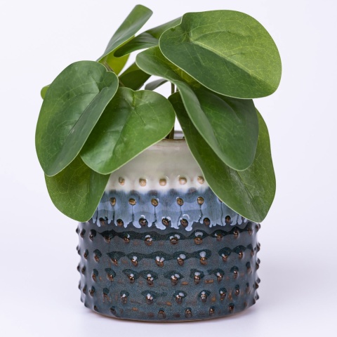 Osłonka na doniczkę ceramiczna wzór niebieska 11cm