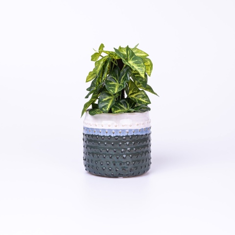 Osłonka na doniczkę ceramiczna wzór niebieska 11cm