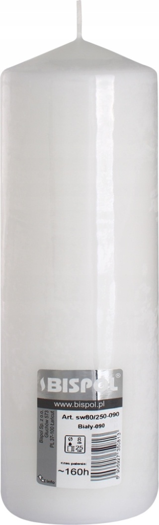 BISPOL ŚWIECA WALEC SW80/250-090 BIAŁA
