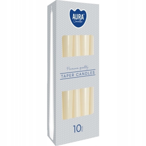 BISPOL, świeca stożek S30-011 ECRU 10 SZT