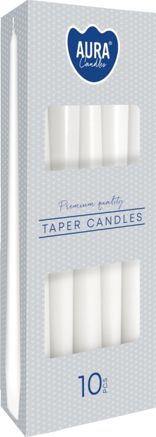 BISPOL, świeca stożek S30-090 biała 10 szt.