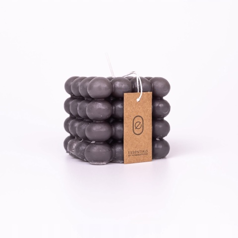 Dekoracyjna świeca kwadratowa bubble antracytowa