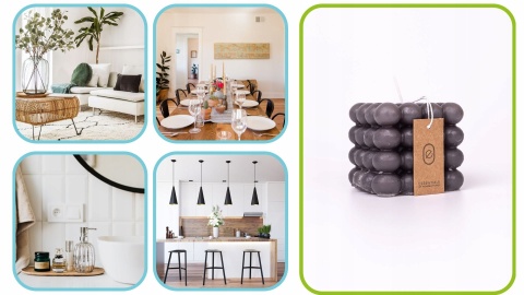 Dekoracyjna świeca kwadratowa bubble antracytowa