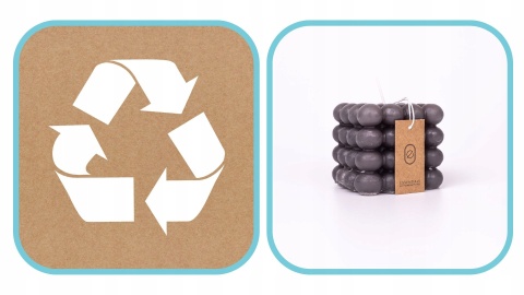 Dekoracyjna świeca kwadratowa bubble antracytowa