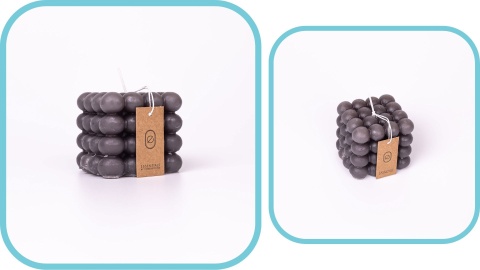 Dekoracyjna świeca kwadratowa bubble antracytowa