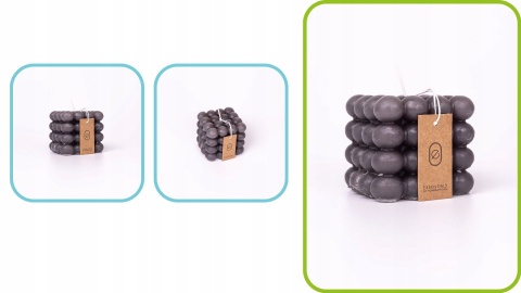 Dekoracyjna świeca kwadratowa bubble antracytowa