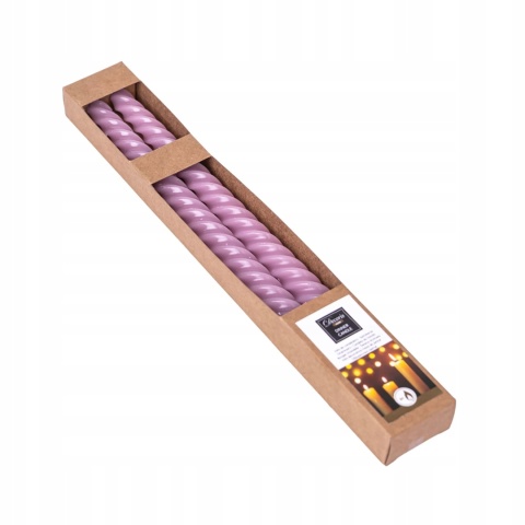 Długie świece stołowe zakręcone różowe 2-pak eco