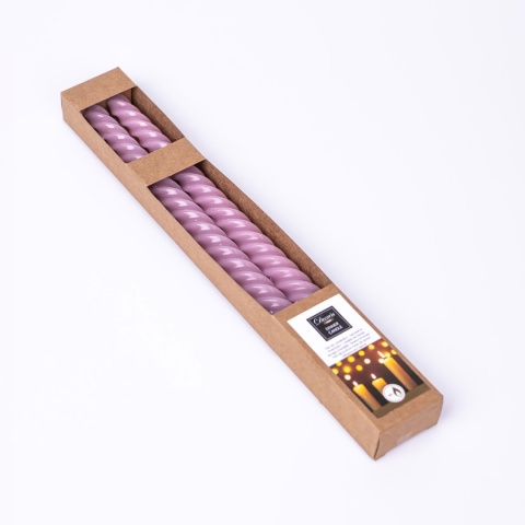 Długie świece stołowe zakręcone różowe 2-pak eco