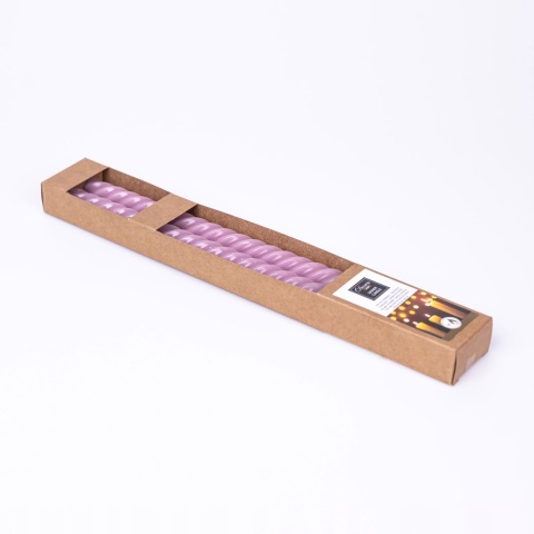 Długie świece stołowe zakręcone różowe 2-pak eco