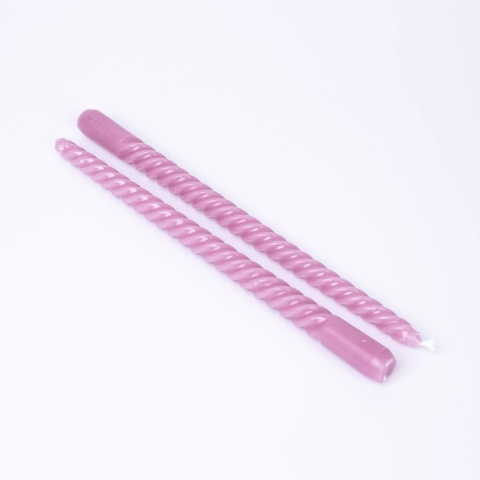 Długie świece stołowe zakręcone różowe 2-pak eco