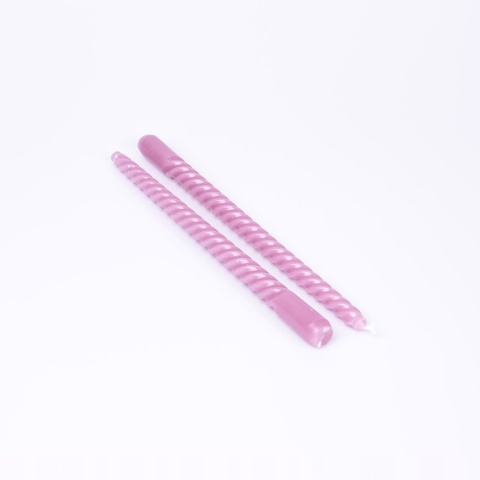 Długie świece stołowe zakręcone różowe 2-pak eco