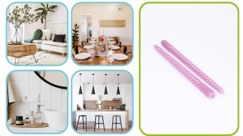 Długie świece stołowe zakręcone różowe 2-pak eco