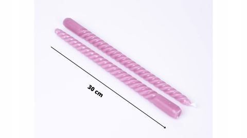 Długie świece stołowe zakręcone różowe 2-pak eco