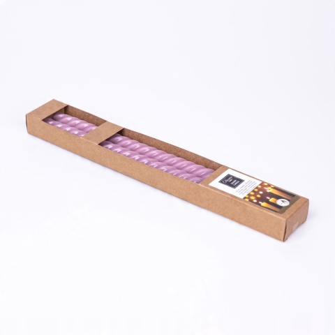 Długie świece stołowe zakręcone różowe 2-pak eco