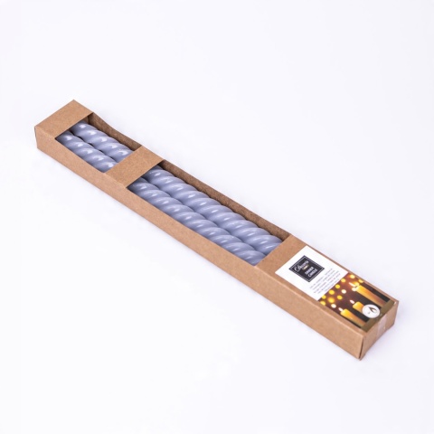 Długie świece stołowe zakręcone szare 2-pak eco