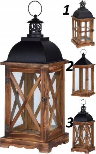 LANTERN WOOD 41CM BROWN 3ASS