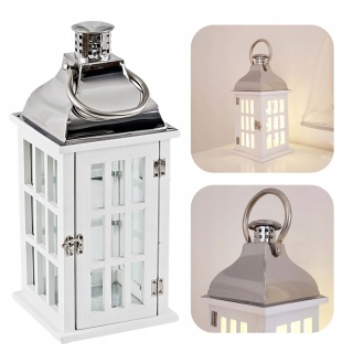 Lampion 32CM BIAŁY DOMEK