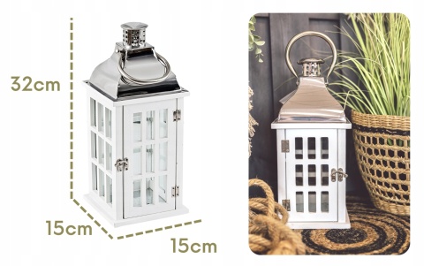 Lampion 32CM BIAŁY DOMEK