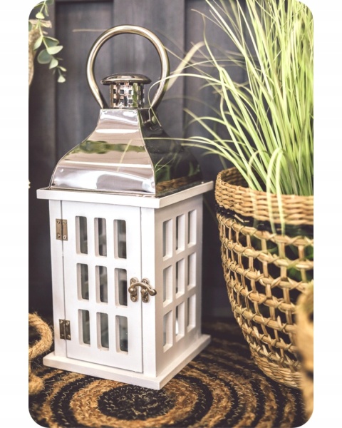 Lampion 32CM BIAŁY DOMEK