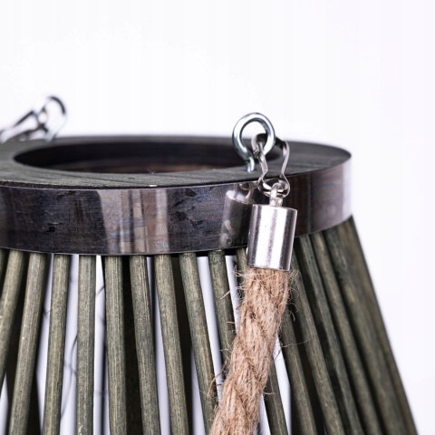 Lampion bambusowy zielony 21x38cm BOHO